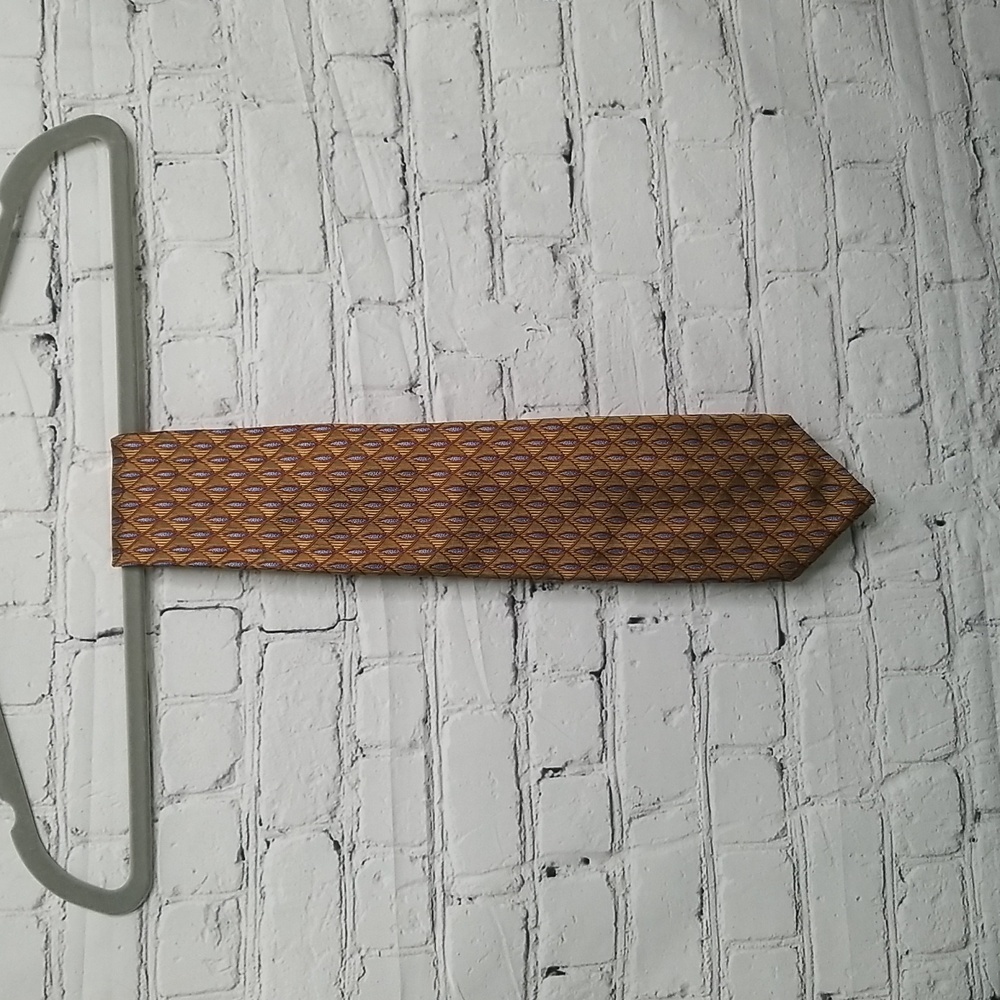 Kolte Couture Italy Striking Bronze/brown/blue 100% Silk Tie NWOT